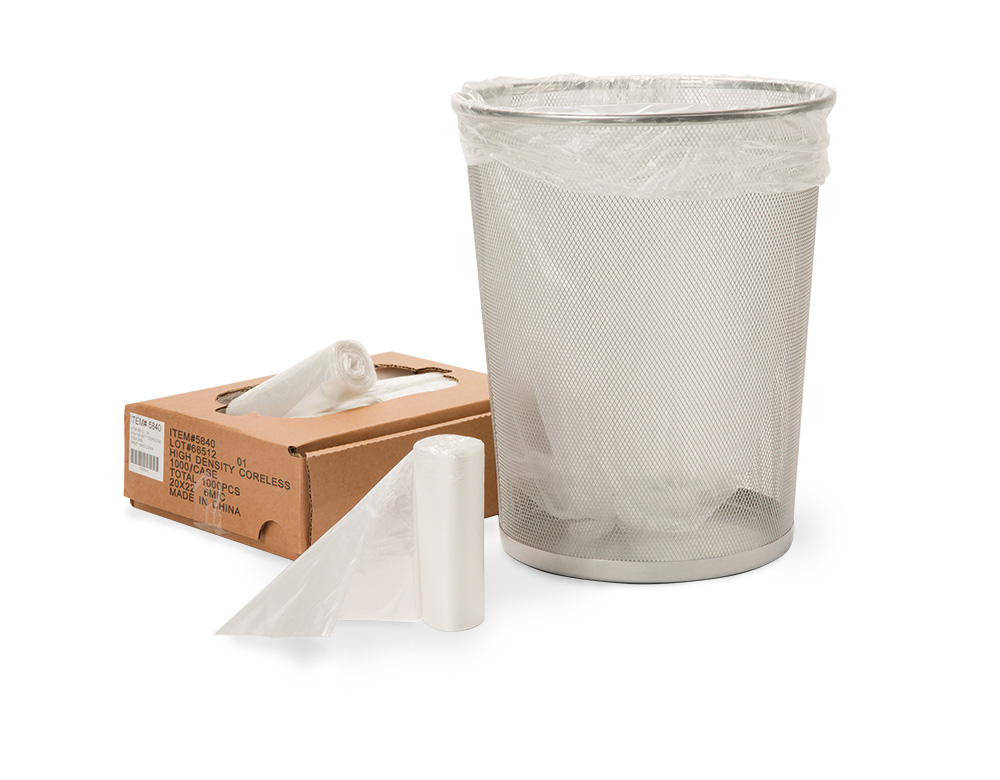 NAPS Polybag - High Density Poly Trash Liners/Bags with MicrobanÂ® - Clear  - 30 x 37, 13 Micron